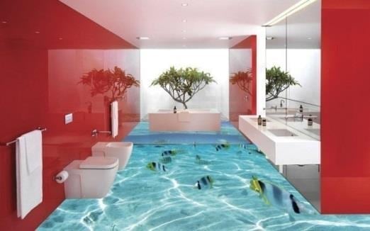 Những sàn nhà tắm được trang trí độc đáo.
